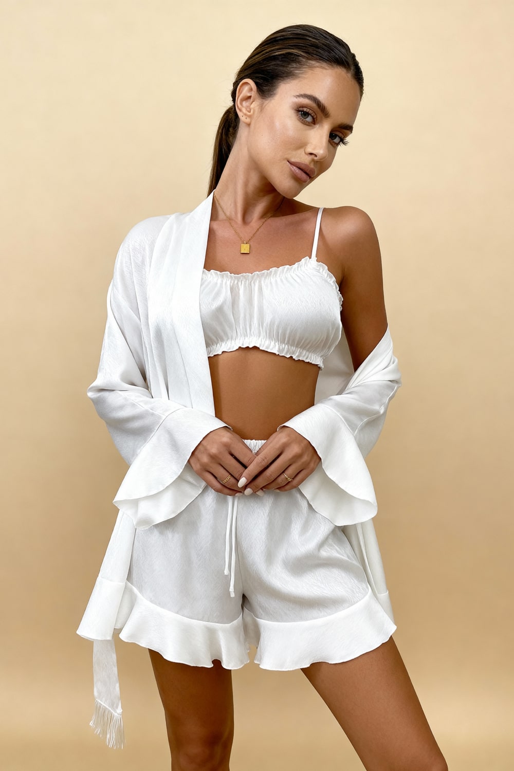 Ensemble pyjama satin 3 pièces Angie